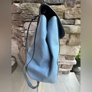 NWT Coach Blue Leather Backpack with Chain Strap Coach Metallic Blue Leather Backpack Purse | Mercari main image 4